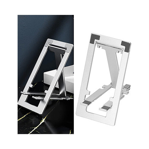 Desktop mobile phone Stand Folding Design Almunium Gray             SKU-1915