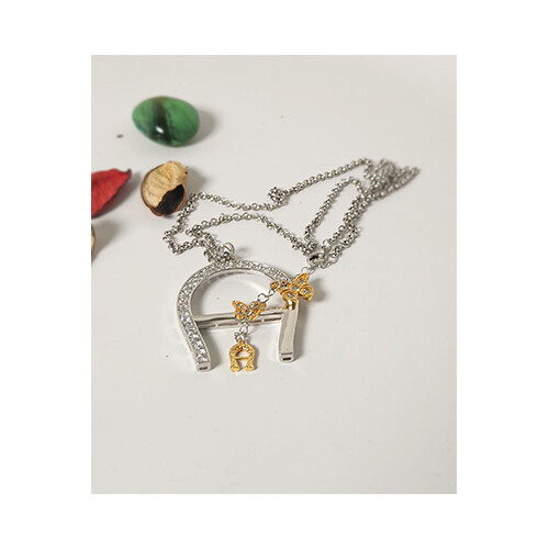 Agner Necklace For Womens & Silver with Gold Small Dimonds            SKU-1991