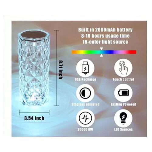 ROSE DIAMOND USB CHARGING TABLE LAMP           SKU-1620