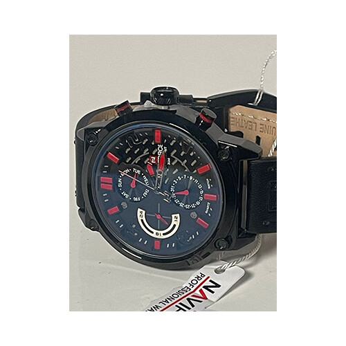 NaviStar Brand Men Watch Leather Black in Red             SKU-187