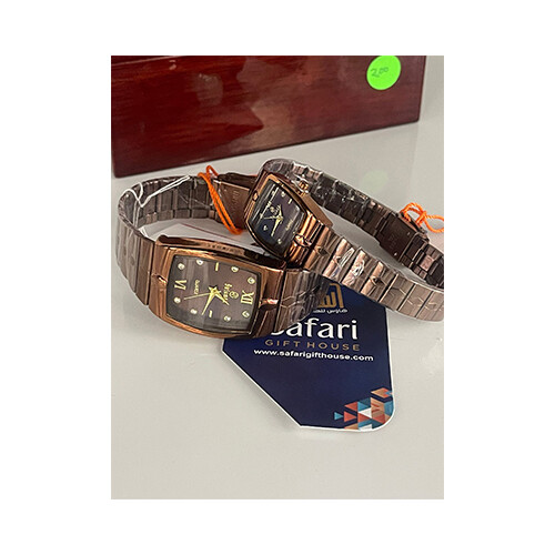 SwissMax Watch Set for Men and Womens Stell Brown             SKU-200