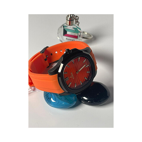 Fitron Men Sport Watch Rubber Orange Inner Orange Border Black             SKU-220