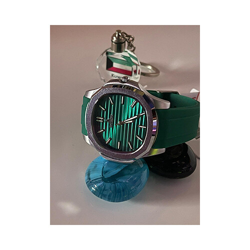 Watch - FITRON  - Brand - For Men Sport Watch Rubber Green inner Green border silver SKU-221