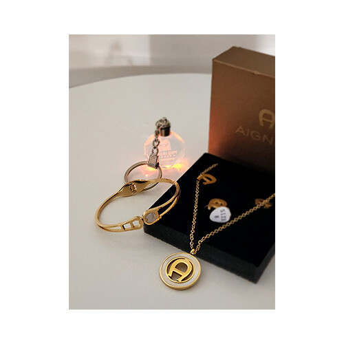 Girls Agner Set Necklace-Bracelet - Ring -Size 8 Gold             SKU-343