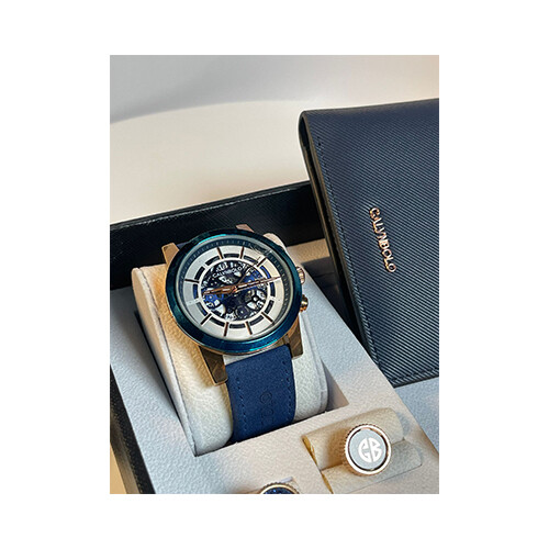 Calvnbolo Men Watch Set with wallet Blue and Black sets             SKU-477