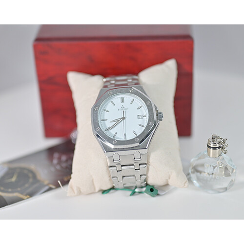 Watch - FITRON  - Brand - for Men - Color - Silver  - Inner White (Strap Steel )             SKU-537