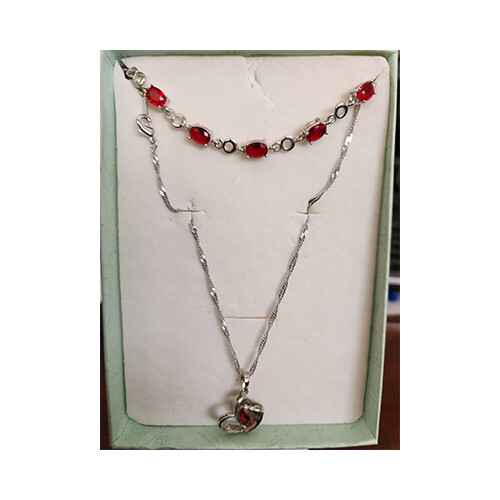 Accessories - For Women - Set - Color - Red Heart with Bracelet  9             SKU-663