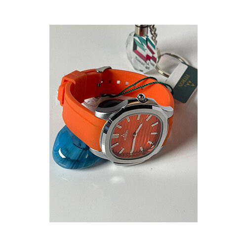 Fitron Men Sport Watch Rubber Orange Inner Orange Border silver             SKU-2031