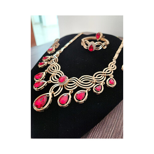 Necklace Set Gold & RED             SKU-2021