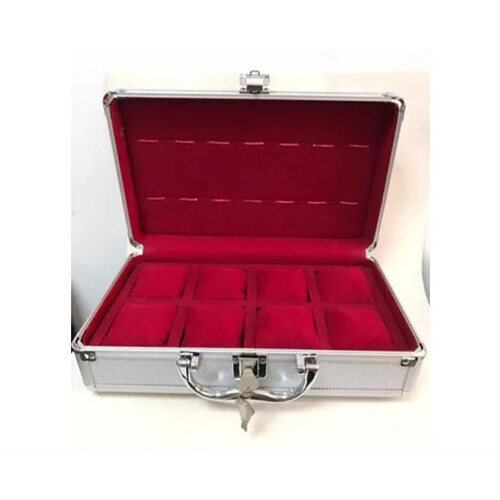 Wathces Bag Silver out Red inside for 8 watches             SKU-1349