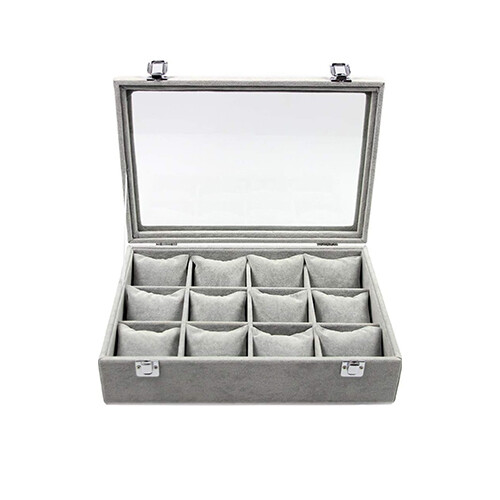 Watch Box Gray Color Set of 12 Watchs with pouch             SKU-1351