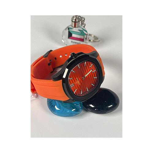 Fitron Men Sport Watch Rubber Orange Inner Orange Border Black             SKU-220