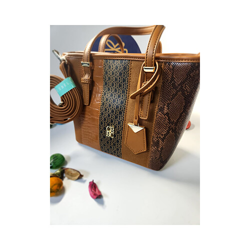 Women HandBag Chrisbella SNake Shamwha  - Brown             SKU-328