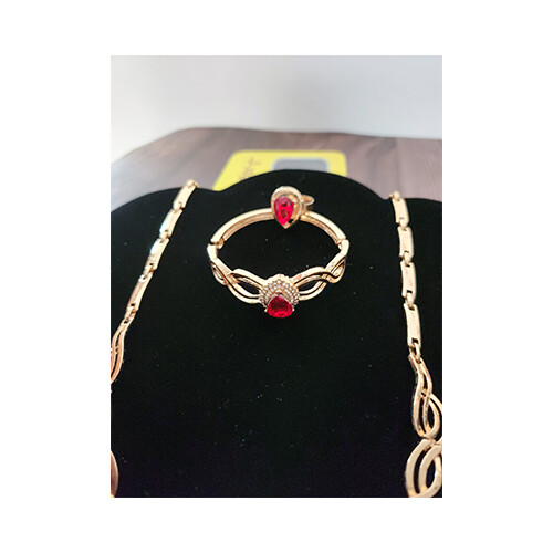 Necklace Set Gold & RED             SKU-2021