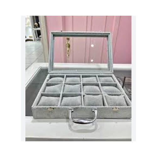 Watch Box Gray Color Set of 12 Watchs with pouch             SKU-1351