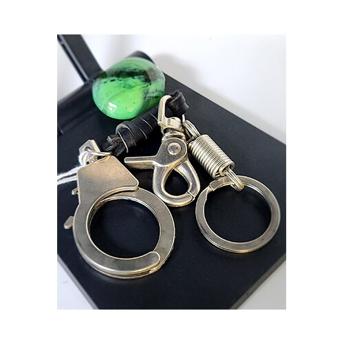 Hand Cuffs Black .. Silver Key Chain             SKU-1389