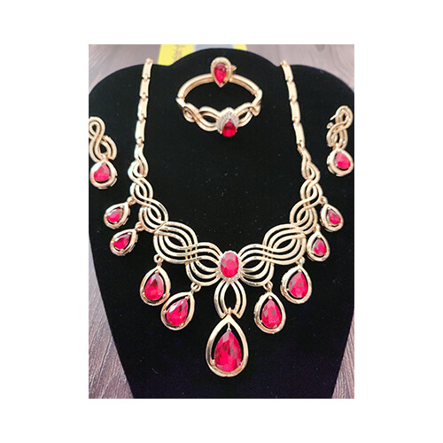 Necklace Set Gold & RED             SKU-2021