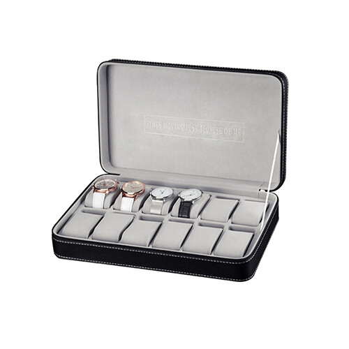 Box Black  for Watches Display 12 watches leather Black             SKU-1348