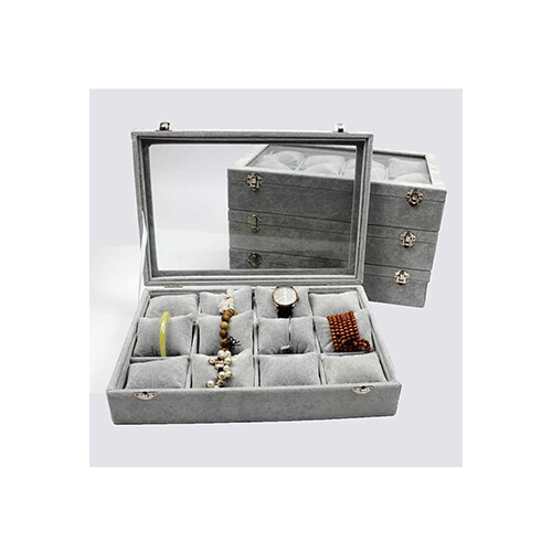 Watch Box Gray Color Set of 12 Watchs with pouch             SKU-1351
