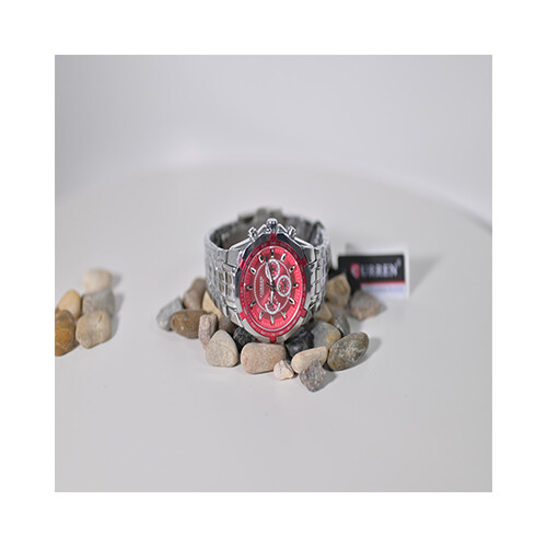 Curren Brand Watch - Steel in Red             SKU-177