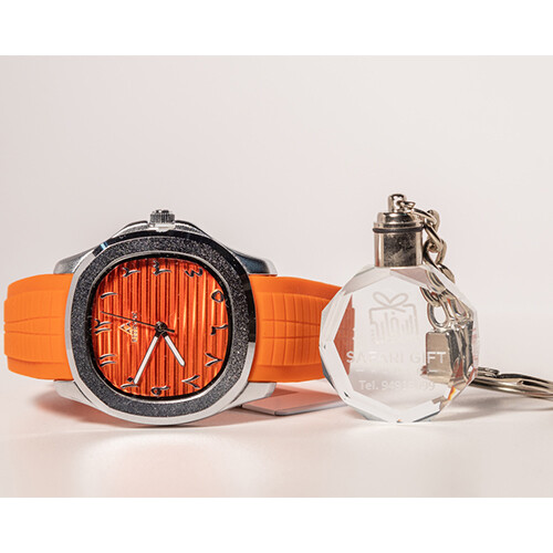 Fitron Men Sport Watch Rubber Orange Inner Orange Border Black             SKU-220