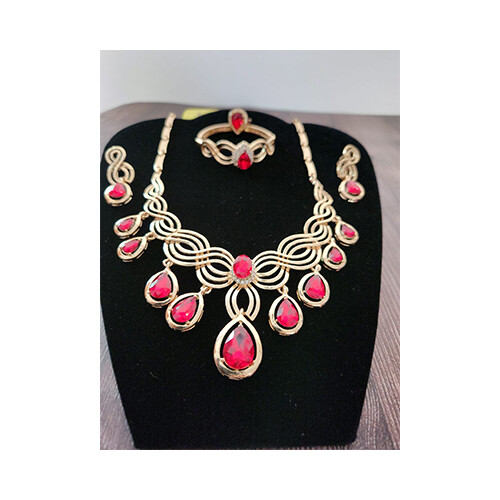 Necklace Set Gold & RED             SKU-2021