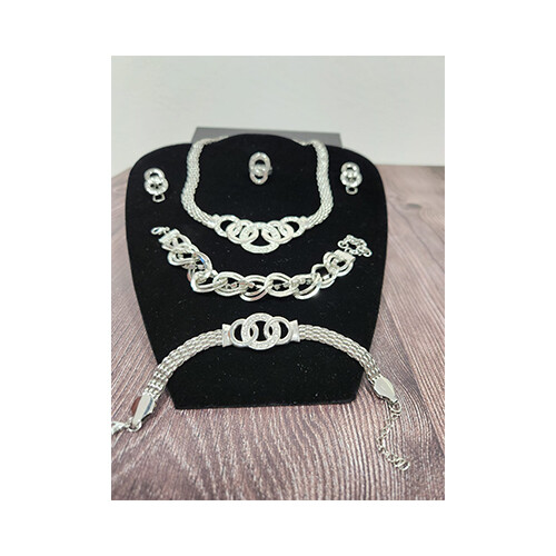 Necklace Set Silver + Rings Set             SKU-2024