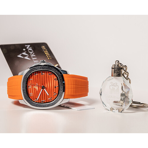 Fitron Men Sport Watch Rubber Orange Inner Orange Border Black             SKU-220