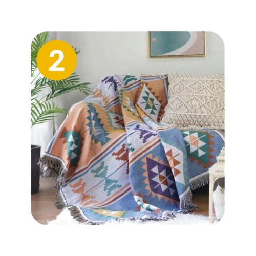 GR413 بطانية أريكة على الطراز البوهيمي 180×130 سم - الشكل 2