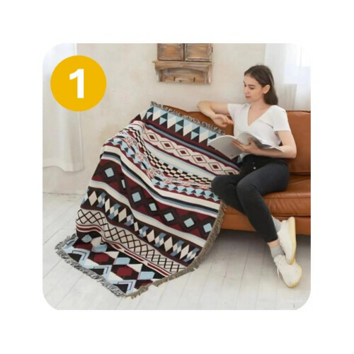 GR414 بطانية أريكة على الطراز البوهيمي 180×130 سم - الشكل 1