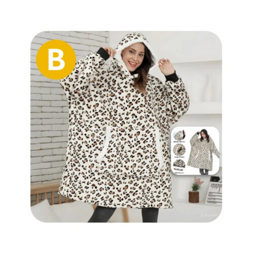 GR416 رداء من الفرو الناعم قابل للارتداء مع قبعة للسيدات - B - شكل