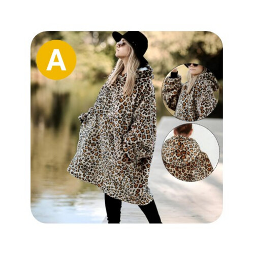 GR417 رداء من الفرو الناعم قابل للارتداء مع قبعة للسيدات -  شكل A