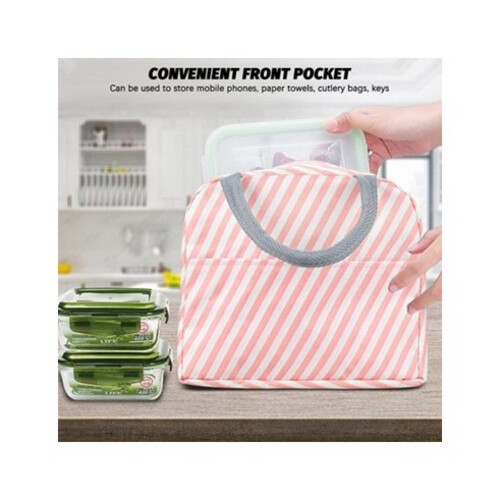 GR721 حقيبة طعام أنيقة عازلة للحرارة - خطوط وردية