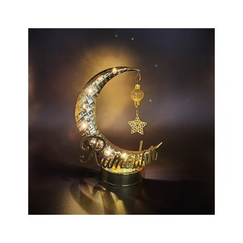 PT305  فانوس معدن على شكل هلال مع إضاءة