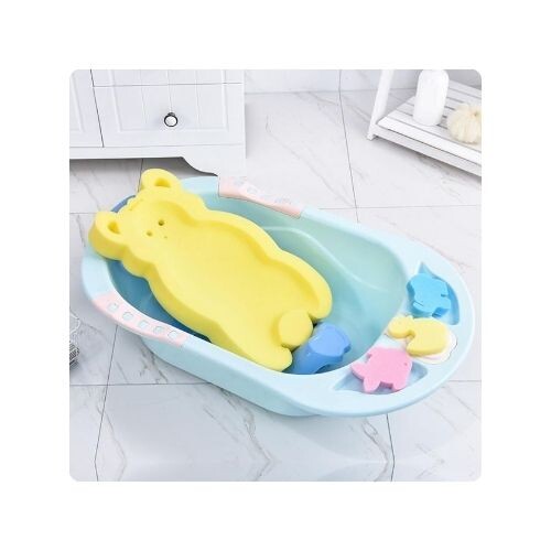 GR593 وسادة استحمام للأطفال حديثي الولادة مع 3 إسفنجات تنظيف ناعمة