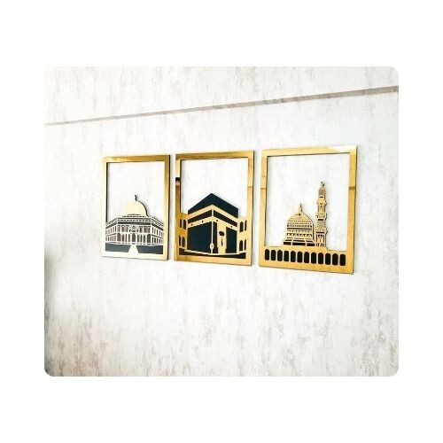 IWA064 لوحات جدارية خشبية واكريلك الأقصى، الحرم، المسجد النبوي (58-82-62-63)