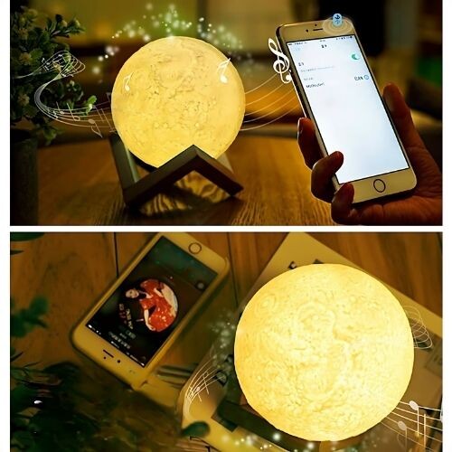 GR3204 سبيكر بلوتوث على شكل قمر، ٣ انماط للاضاءة قابلة للتغيير و قابل للتعليق.