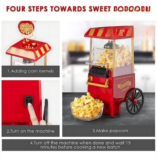 GR3195 آلة صنع الفشار بالهواء الساخن 1100 واط مع كوب