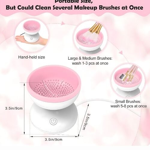 GR3246 منظف ​​فرش المكياج الفائق السرعة ومجفف الفرشاة الكهربائية التلقائي لتنظيف الفرشاة