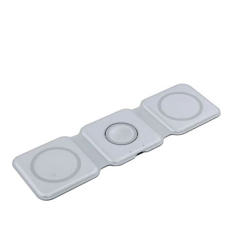 GR3262 حامل شحن لاسلكي مغناطيسي 3 في 1 قابل للطي - ابيض