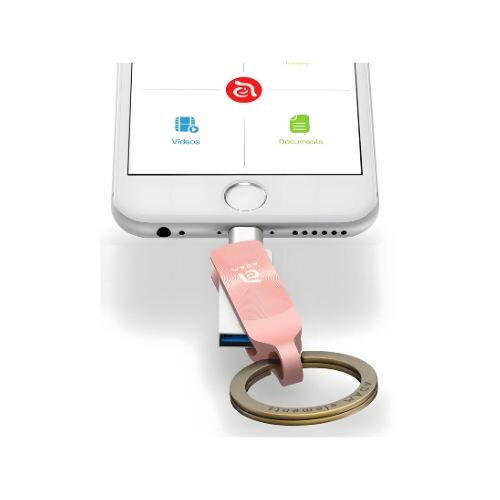 GR3260 محرك أقراص فلاش آي كليب ديو+ لايتنينج من آدم إليمنتس بسعة 64 جيجابايت - ذهبي وردي