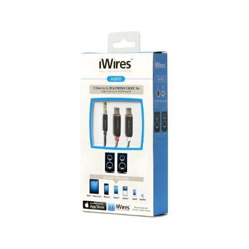 GR3192 كابل Techlink - iwires من 3.5 مم إلى 2 × فونو - 3.0 متر - أسود