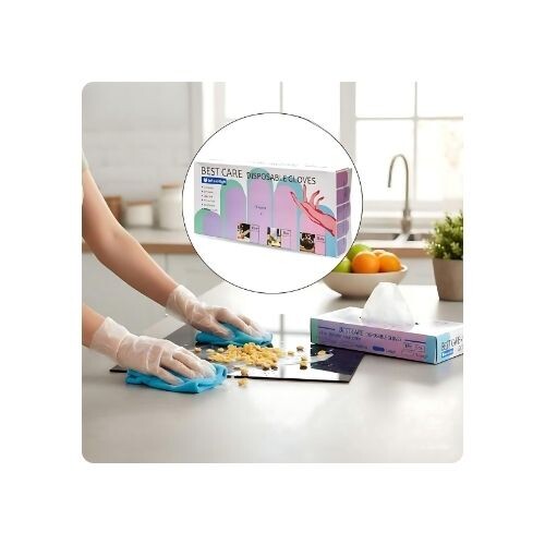 GR3459 قفازات فينيل للاستعمال مرة واحدة خالية من المسحوق مقاس كبير