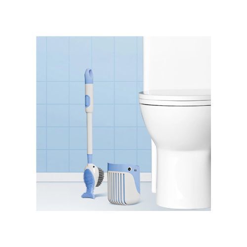 GR3476 فرشاة تنظيف المرحاض بشكل حوت مع موزع سائل