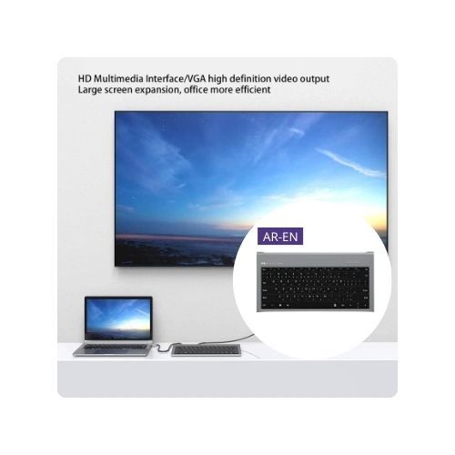 GR422  لوحة مفاتيح 11-في-1 منفذ USB-C ويدعم عرض لشاشتين منAr/En - Feeltek