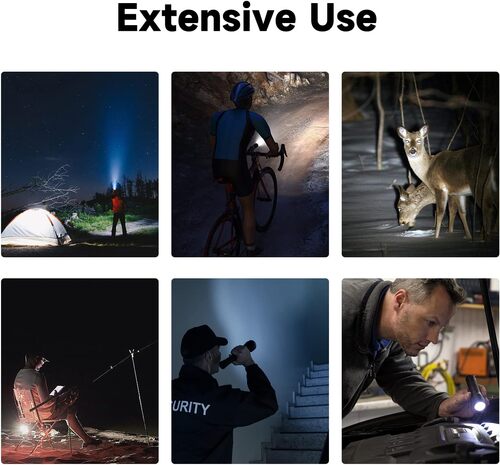 GR3428 كشاف يدوي قوي P90 قابل للشحن ويعمل بالبطارية العادية AAA