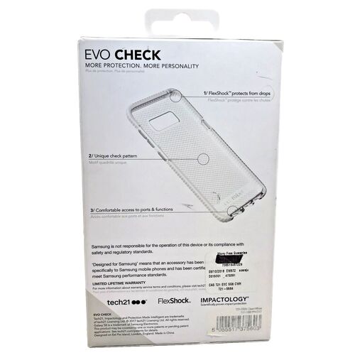 GR3506 غطاء حماية شفاف أبيض من Tech21 مصنوع من مادة TPU لهاتف سامسونج جالاكسي S8