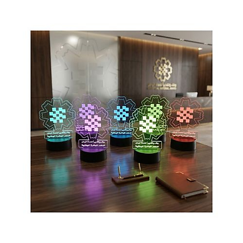 GR3434 شعـــار زهــرة العـرفـج ثـــلاثي الابعاد بأضاءة متعددة LED