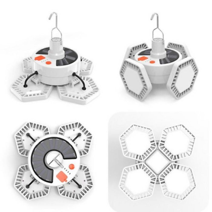 GR3443 مصباح قابل للشحن بالطاقة الشمسية وUSB مع ريموت وعلاقة