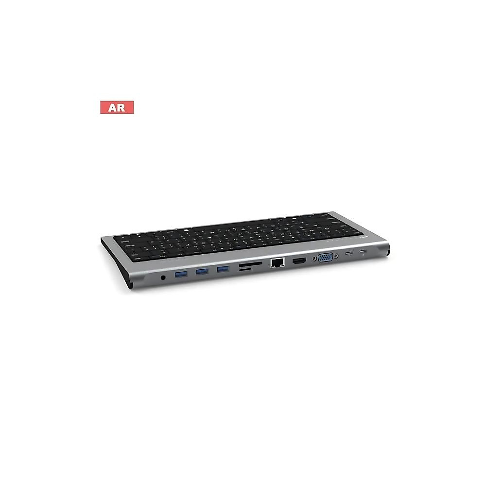 GR422  لوحة مفاتيح 11-في-1 منفذ USB-C ويدعم عرض لشاشتين منAr/En - Feeltek